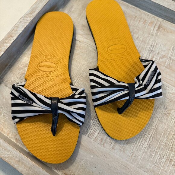 Haviannas You St. Tropez Navy White Yellow Sandal size 37-38 (US 7.5) - Picture 6 of 9